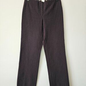 STUDIO M Brown Pinstripe Stretch Zipper Front Pants Size 0